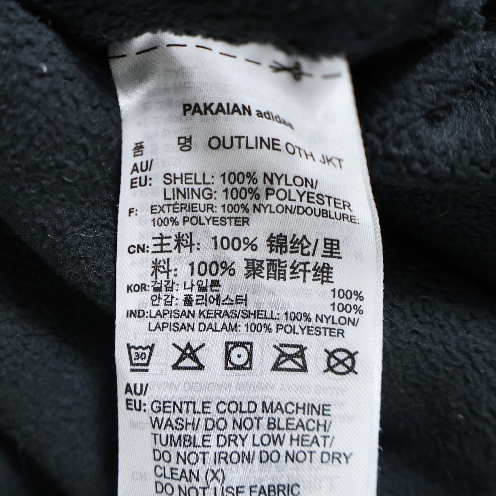 adidas(アディダス) Outline Pullover Jacket アームデザイン ナイロンプルオーバーフーディー パーカー ブラック ED4702