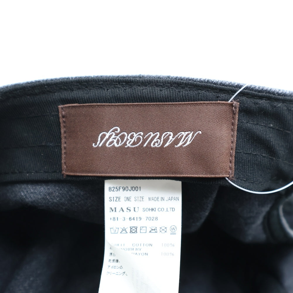 MASU(エムエーエスユー) MB EMBROIDERY CAP エンブロイダリーウォッシュドデニムキャップ 帽子 ブラック B25F90J001