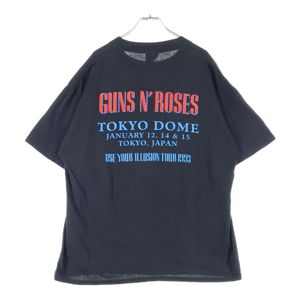 VINTAGE(ヴィンテージ) 90s GUNS N ROSES USE YOUR ILUSION ガンズアンドローゼズ 両面プリント 半袖Tシャツ カットソー ブラック