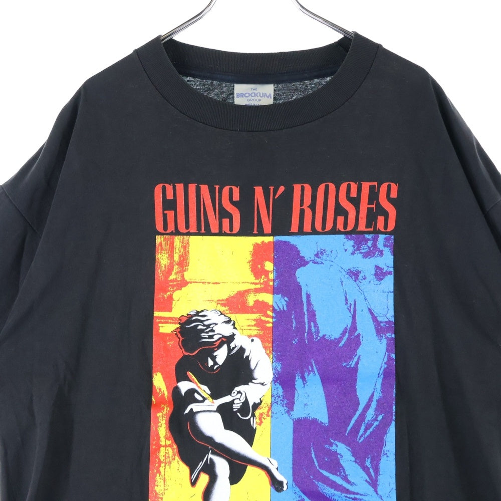 VINTAGE(ヴィンテージ) 90s GUNS N ROSES USE YOUR ILUSION ガンズアンドローゼズ 両面プリント 半袖Tシャツ カットソー ブラック