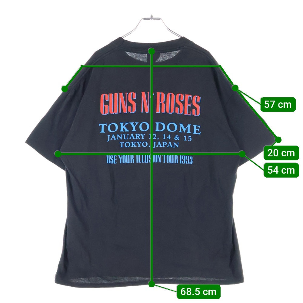 VINTAGE(ヴィンテージ) 90s GUNS N ROSES USE YOUR ILUSION ガンズアンドローゼズ 両面プリント 半袖Tシャツ カットソー ブラック