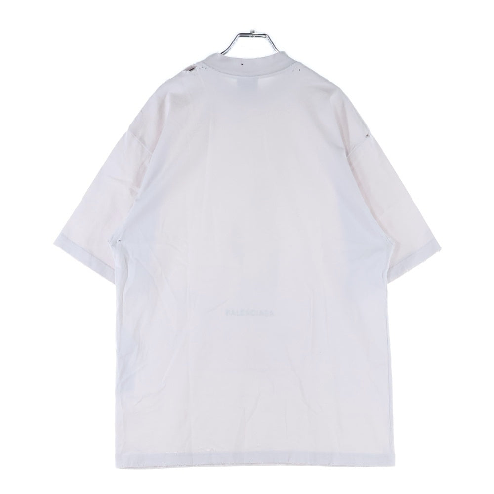 BALENCIAGA(バレンシアガ) 24SS Paris Liberty ダメージ加工 半袖Tシャツ カットソー ブラック 764235 TQVR9