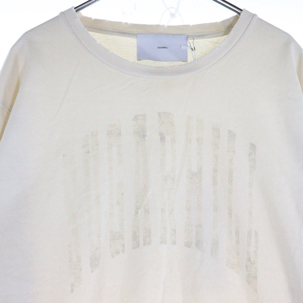 SUGARHILL(シュガーヒル) 23AW デストロイ加工 フロントロゴ 長袖Tシャツ ロンT カットソー ベージュ 23AWCS09