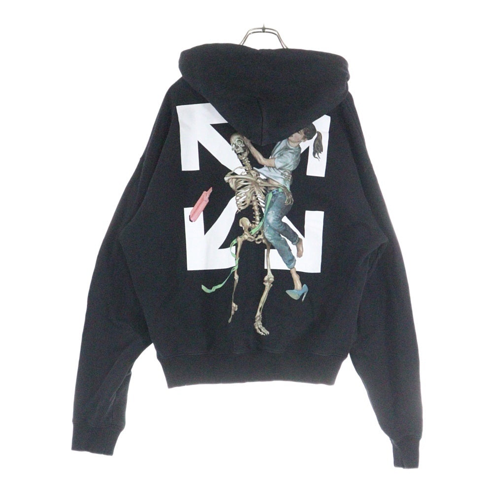 OFF-WHITE(オフホワイト) 20AW PASCAL SKELETON OVER HOODIE OMBB037F20FLE001 スケルトン アロー オーバーサイズ プルオーバー フーディ パーカー ブラック