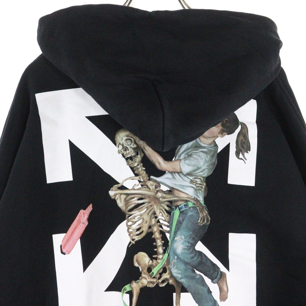 OFF-WHITE(オフホワイト) 20AW PASCAL SKELETON OVER HOODIE OMBB037F20FLE001 スケルトン アロー オーバーサイズ プルオーバー フーディ パーカー ブラック