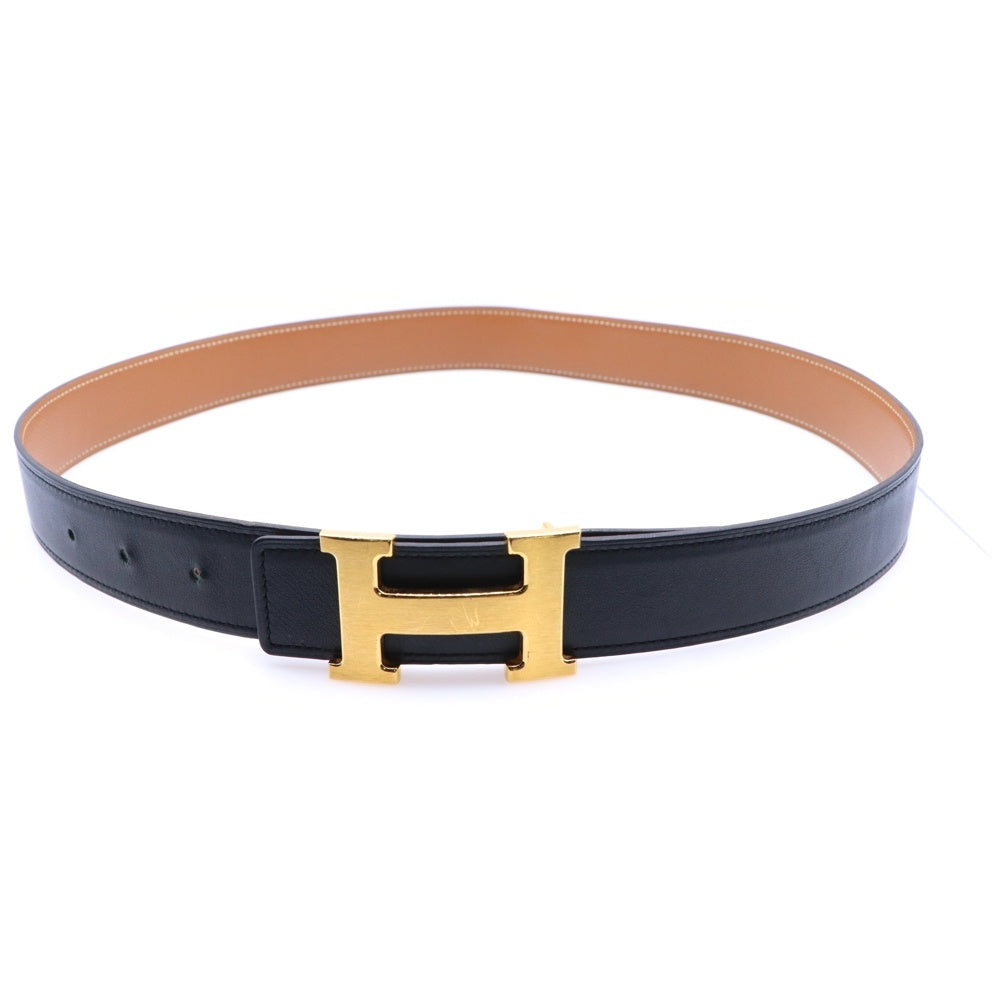 HERMES(エルメス) コンスタンス ベルト Hバックル T刻印 レザー ベルト ブラック