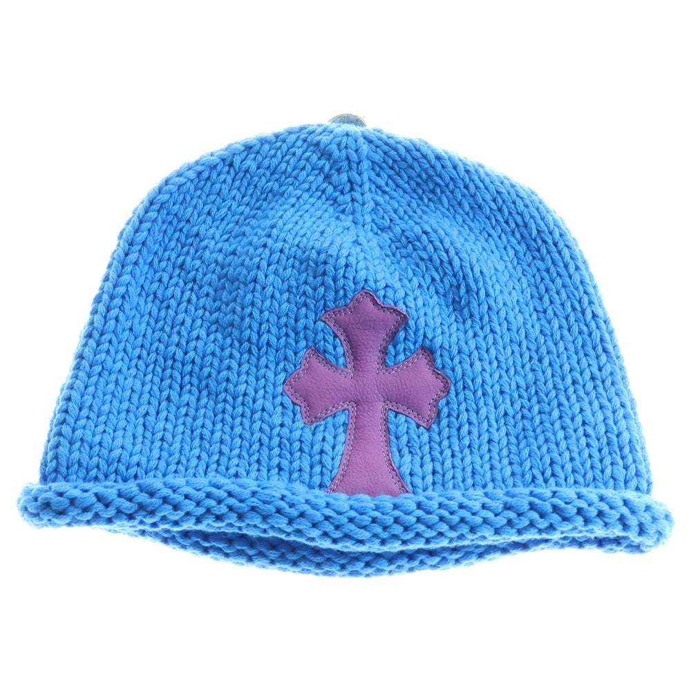 CHROME HEARTS(クロムハーツ) BEANIE CASH クロスパッチ カシミヤ ニットキャップ ビーニー 帽子 ブルー