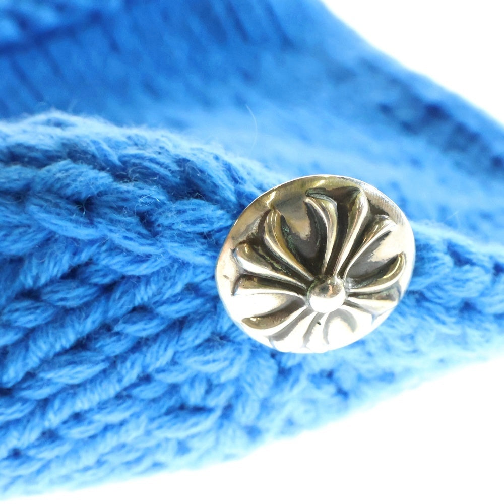 CHROME HEARTS(クロムハーツ) BEANIE CASH クロスパッチ カシミヤ ニットキャップ ビーニー 帽子 ブルー