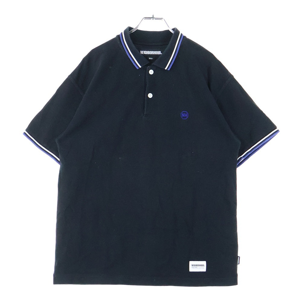 NEIGHBORHOOD(ネイバーフッド) 23SS CLASSIC POLO SHIRT ロゴ刺繍 クラシック 半袖シャツ ポロシャツ ブラック 231UWNH‐CSM01