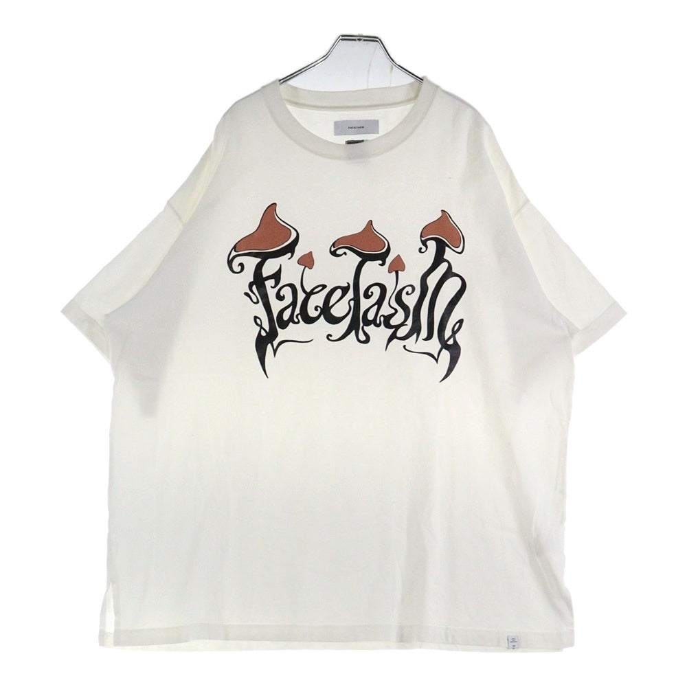 FACETASM(ファセッタズム) サイドスリット フロントプリント 半袖Tシャツ カットソー ホワイト SRO-TEE-U03