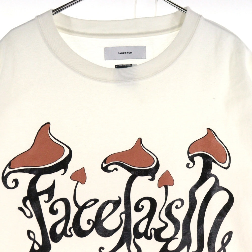 FACETASM(ファセッタズム) サイドスリット フロントプリント 半袖Tシャツ カットソー ホワイト SRO-TEE-U03