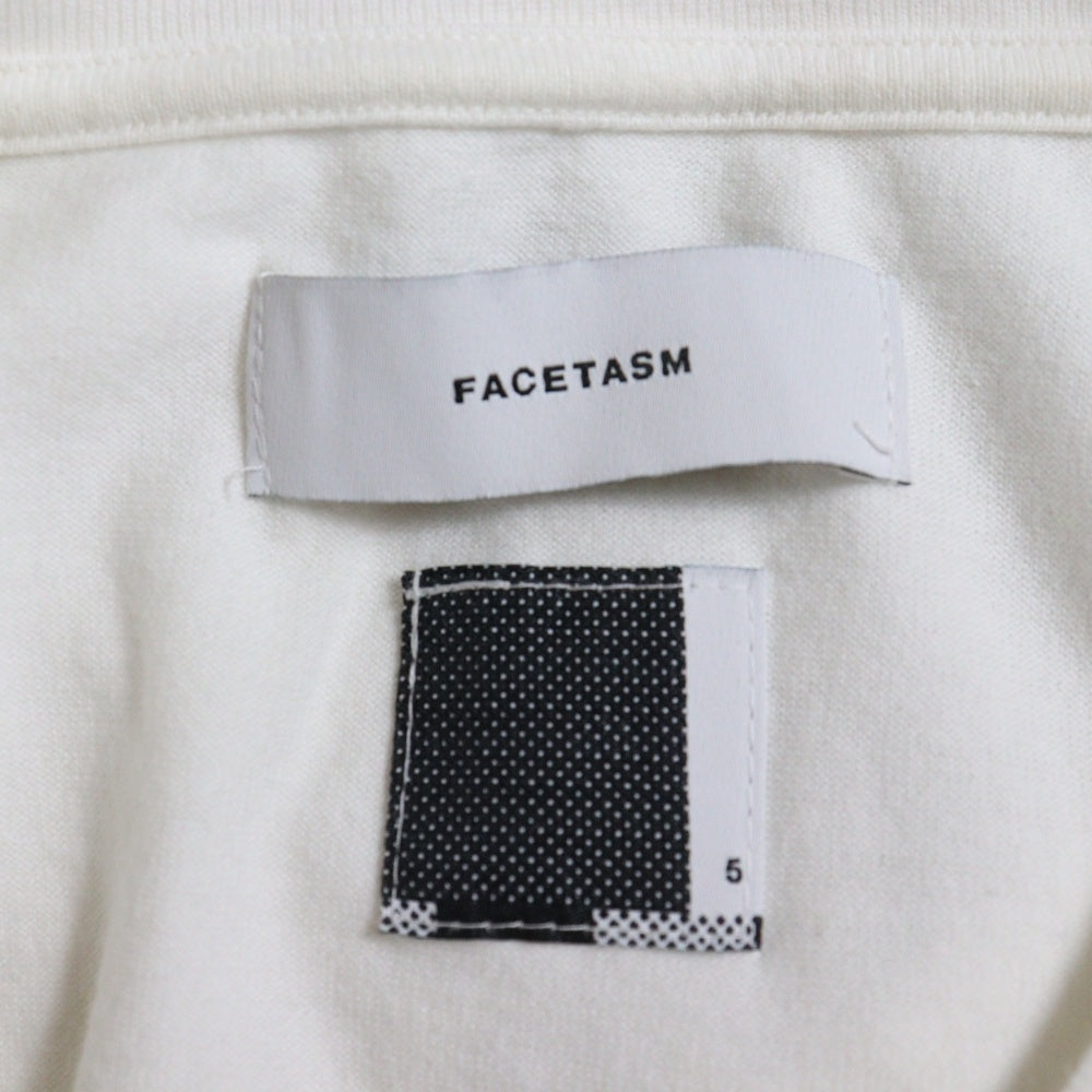 FACETASM(ファセッタズム) サイドスリット フロントプリント 半袖Tシャツ カットソー ホワイト SRO-TEE-U03