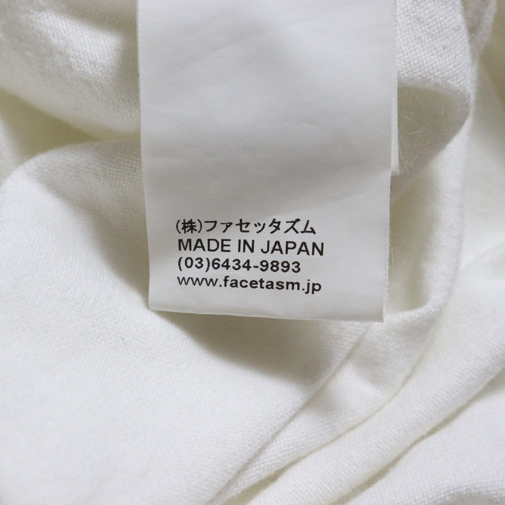 FACETASM(ファセッタズム) サイドスリット フロントプリント 半袖Tシャツ カットソー ホワイト SRO-TEE-U03
