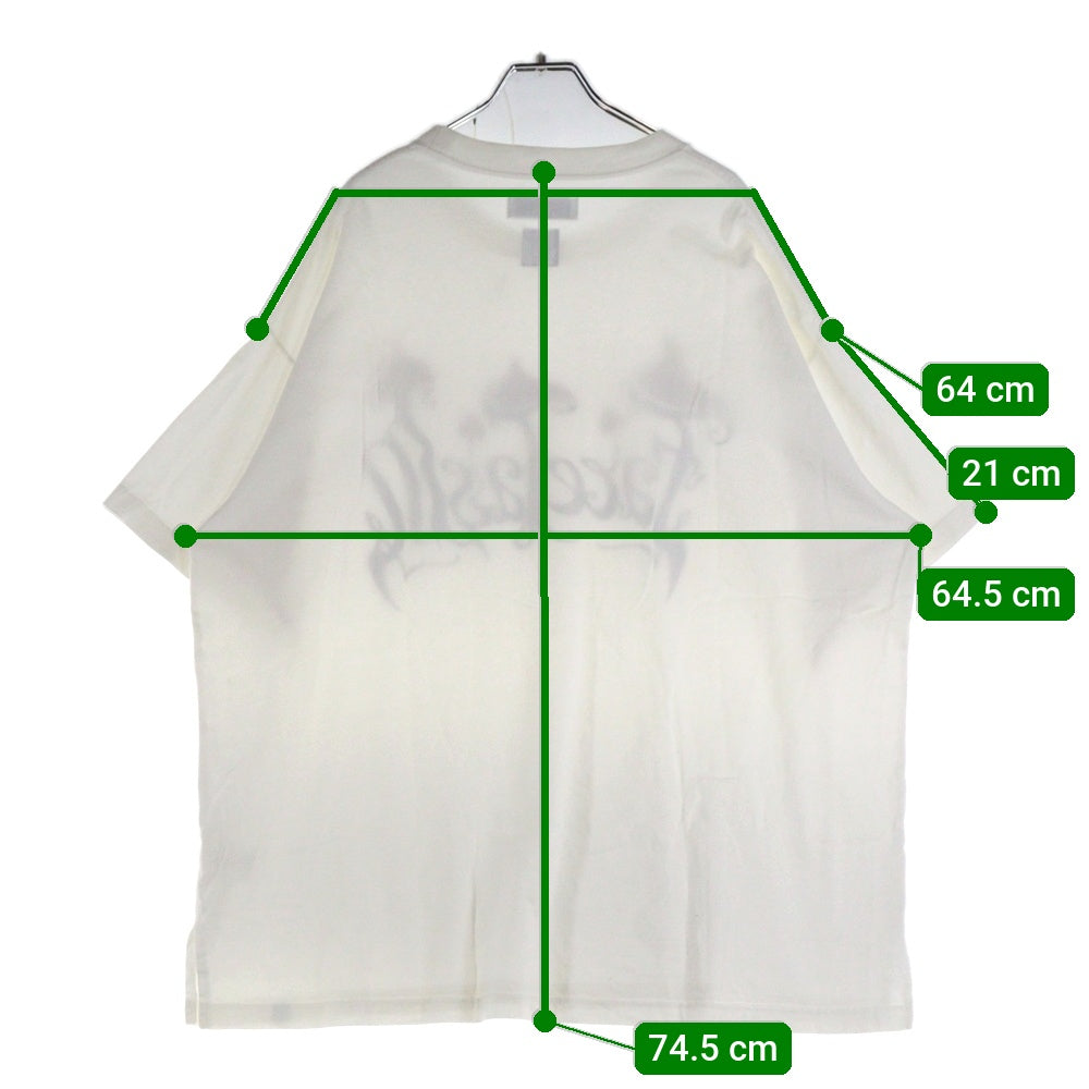 FACETASM(ファセッタズム) サイドスリット フロントプリント 半袖Tシャツ カットソー ホワイト SRO-TEE-U03