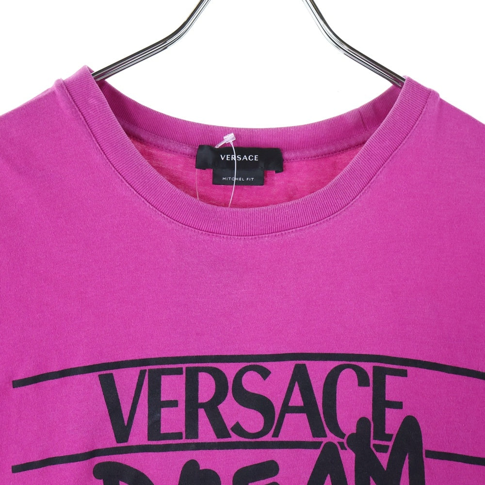 VERSACE(ヴェルサーチ) フロントプリント 半袖Tシャツ カットソー ピンク 1005783