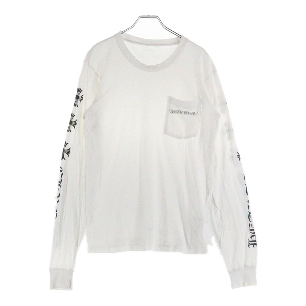 CHROME HEARTS(クロムハーツ) L/S Tee アームロゴ プリント長袖Tシャツ カットソー ホワイト