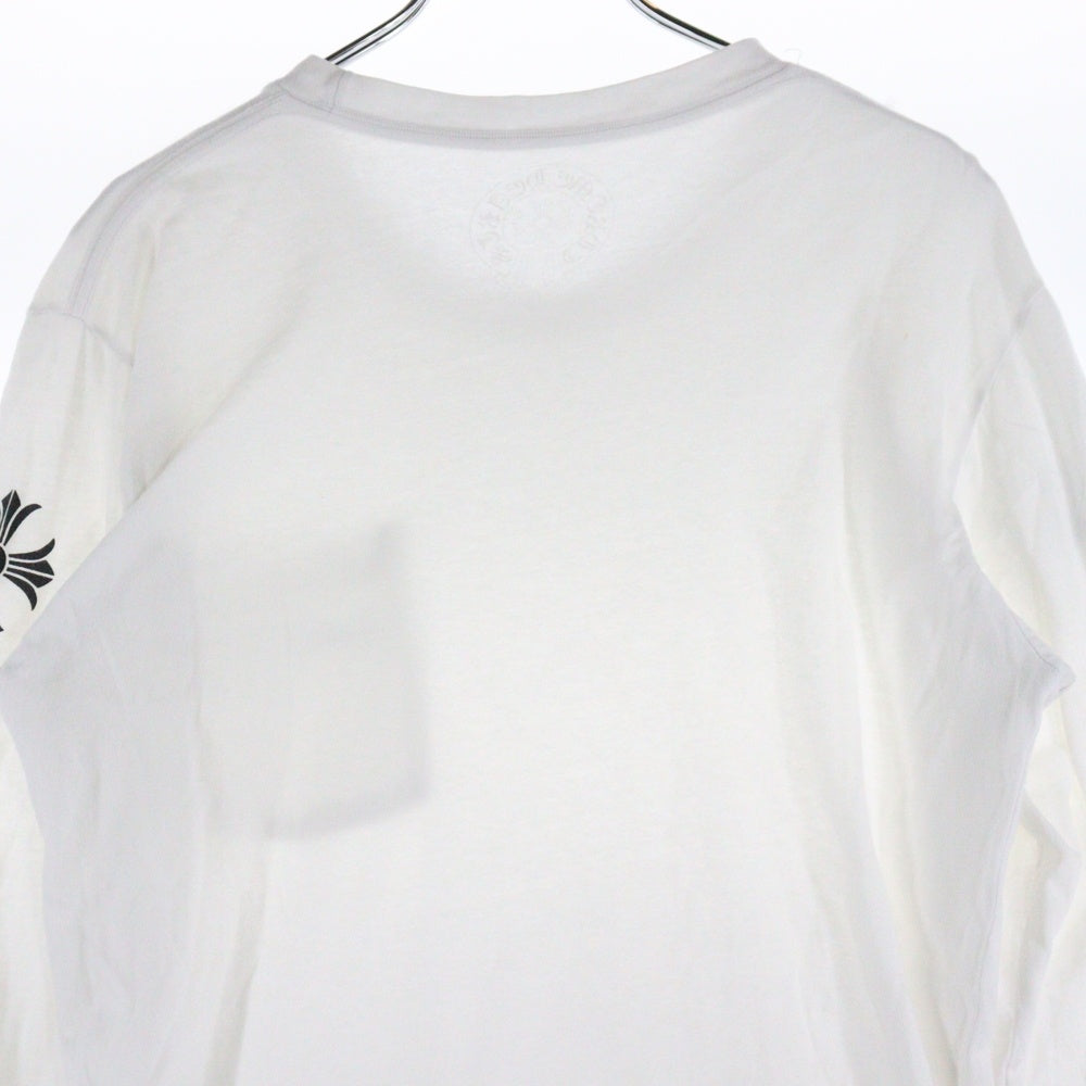 CHROME HEARTS(クロムハーツ) L/S Tee アームロゴ プリント長袖Tシャツ カットソー ホワイト