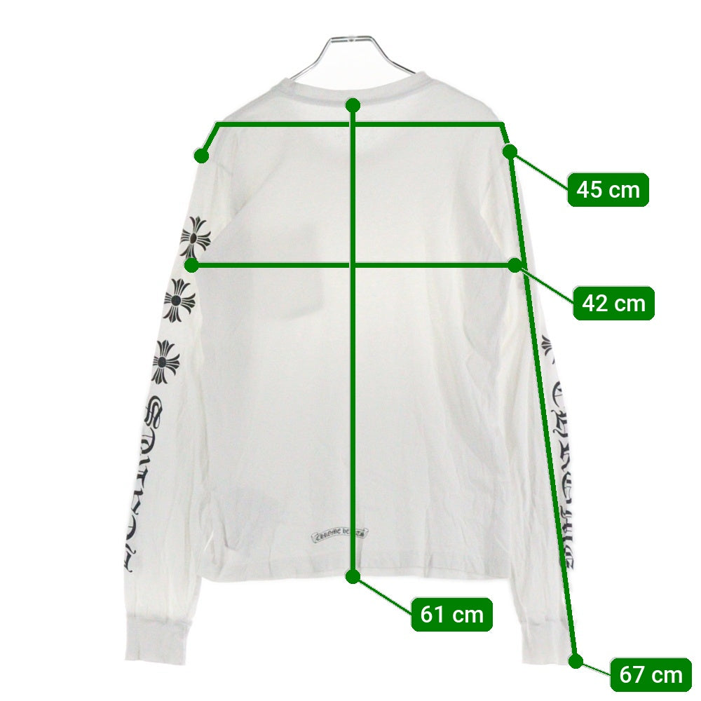 CHROME HEARTS(クロムハーツ) L/S Tee アームロゴ プリント長袖Tシャツ カットソー ホワイト