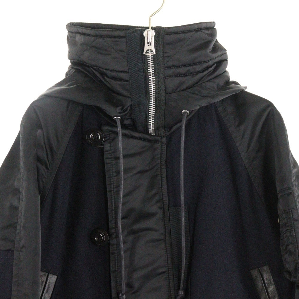 Sacai(サカイ) 21AW ナイロン切替 ドッキング ボンバーウールコート カーキ ブラック 21ー02622M