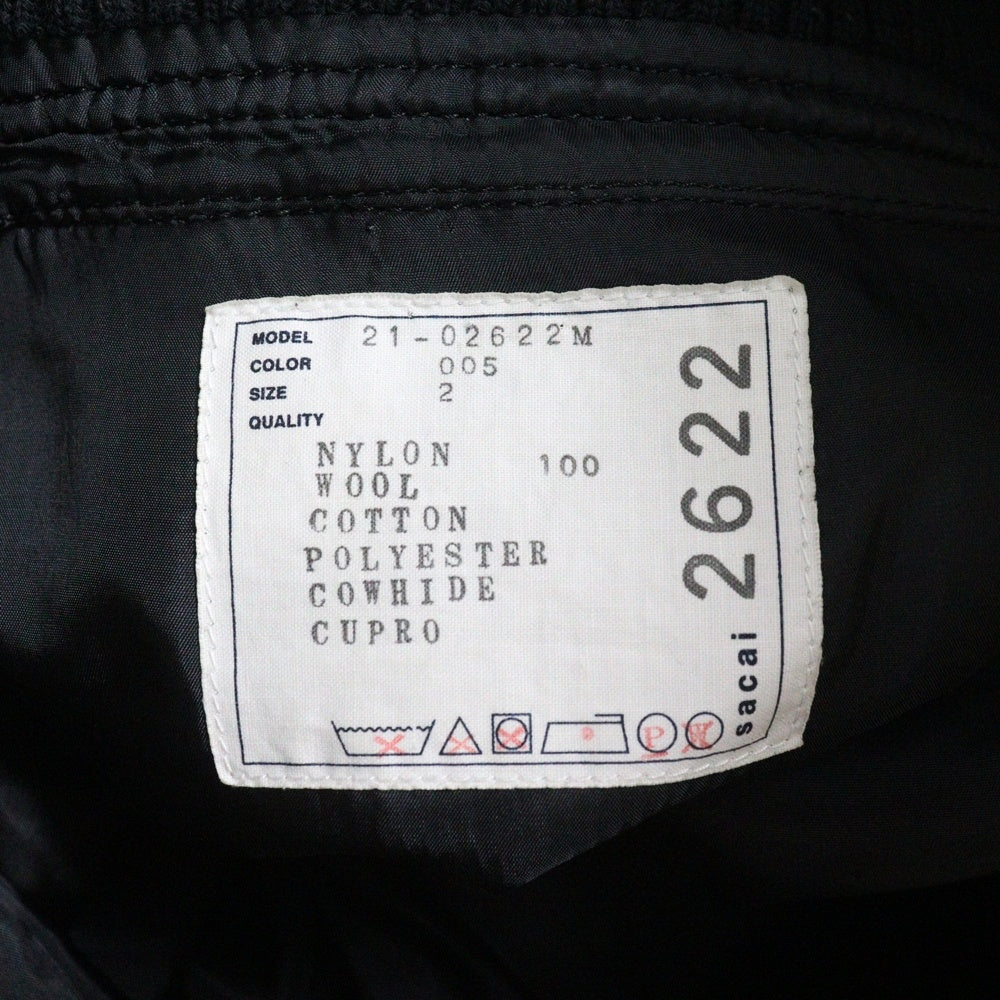 Sacai(サカイ) 21AW ナイロン切替 ドッキング ボンバーウールコート カーキ ブラック 21ー02622M