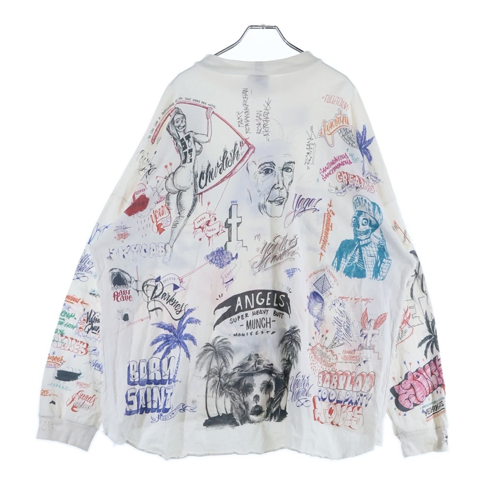SAINT MICHAEL(セントマイケル) 24SS × BORN X RAISED BR LS TEE LA WHITE ボーンアンドレイズド マルチデザイン 長袖カットソー ロンT ホワイト SM-YS8-0000-C10