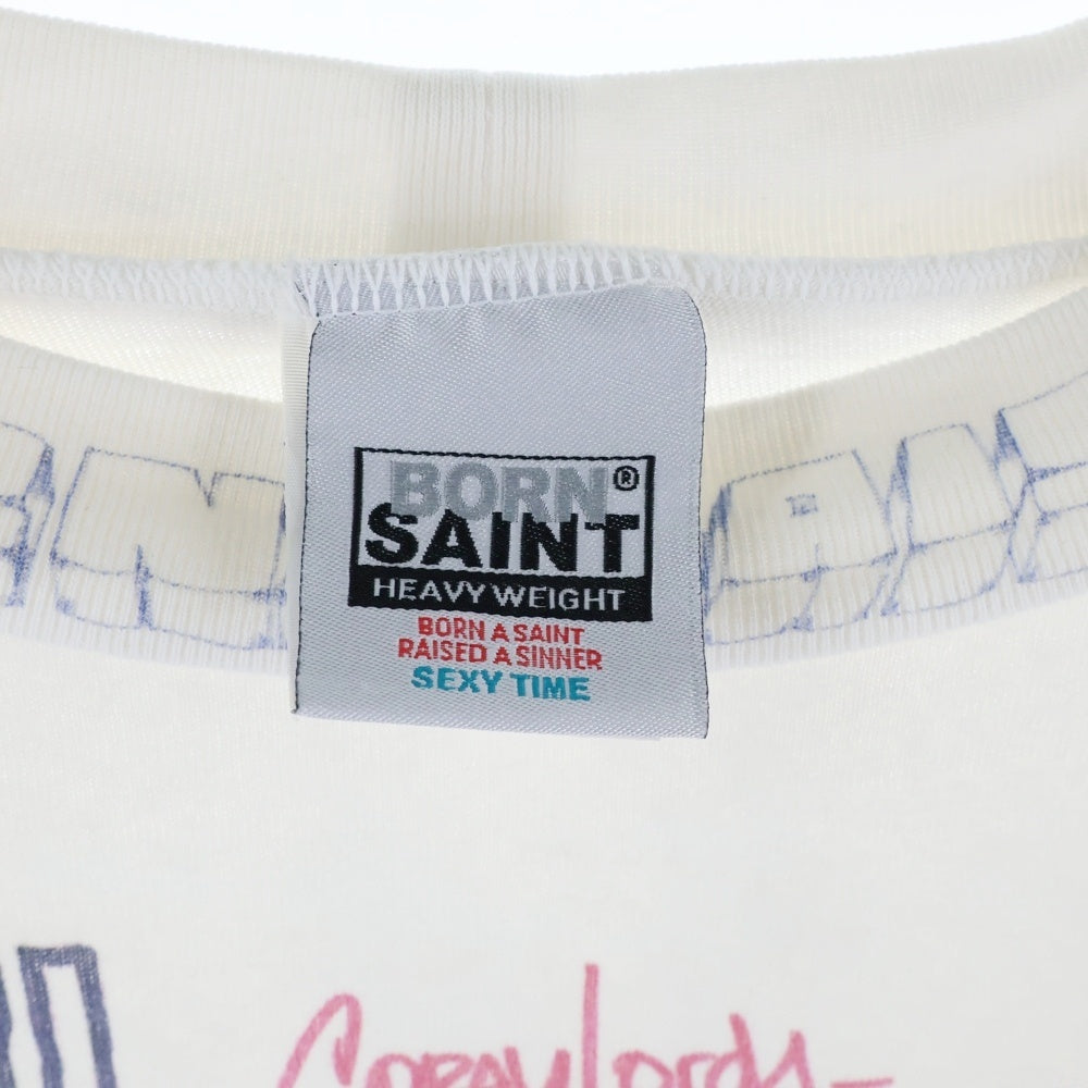 SAINT MICHAEL(セントマイケル) 24SS × BORN X RAISED BR LS TEE LA WHITE ボーンアンドレイズド マルチデザイン 長袖カットソー ロンT ホワイト SM-YS8-0000-C10