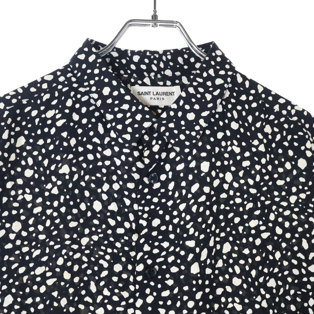 SAINT LAURENT PARIS(サンローランパリ) 20SS スペックルド レオパード レーヨン 半袖シャツ 601070 Y1A78 ブラック