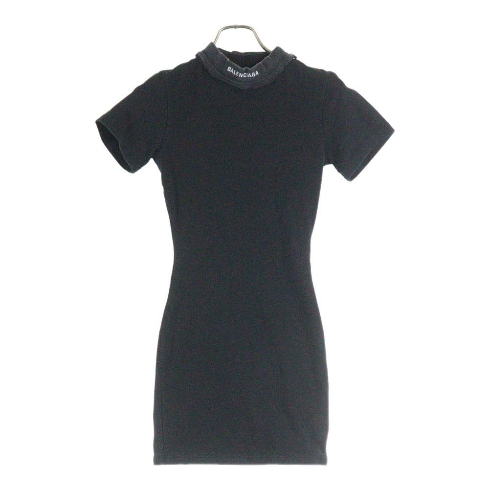 BALENCIAGA(バレンシアガ) Mini Dress739030 TOVR9 ストレッチジャージー 半袖ワンピース レディース ブラック