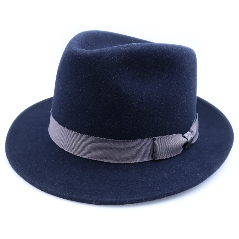 LANVIN(ランバン) リボン付 中折れハット 帽子 ネイビー LY-Y8-84587