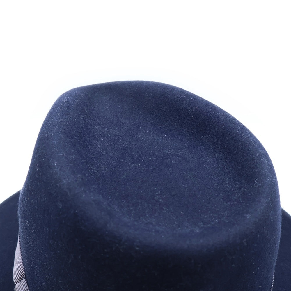 LANVIN(ランバン) リボン付 中折れハット 帽子 ネイビー LY-Y8-84587