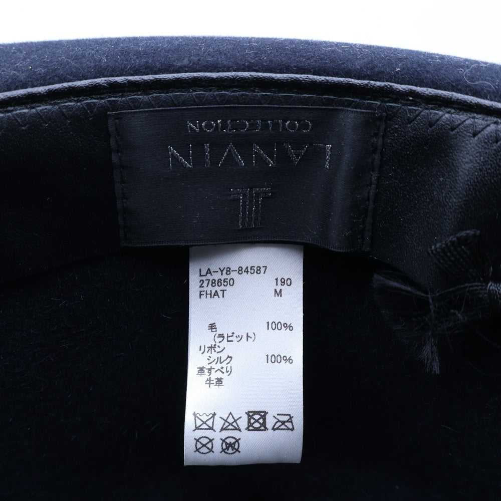 LANVIN(ランバン) リボン付 中折れハット 帽子 ネイビー LY-Y8-84587