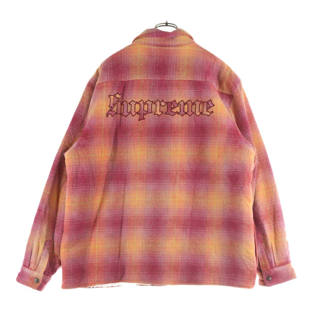 SUPREME(シュプリーム) 22AW Shearling Lined Flannel Shirt シアリング ラインドフランネル シャツ パープル/オリーブオレンジ