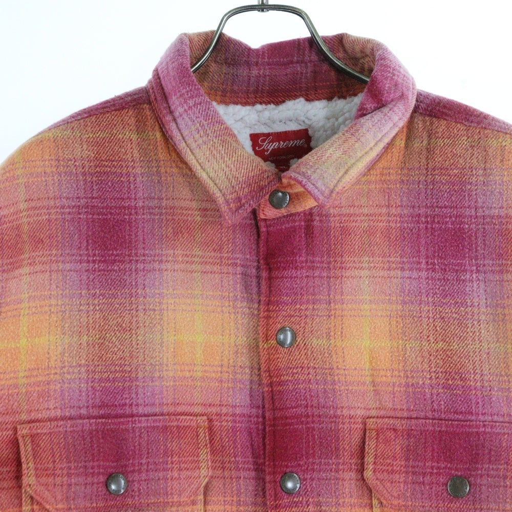 SUPREME(シュプリーム) 22AW Shearling Lined Flannel Shirt シアリング ラインドフランネル シャツ パープル/オリーブオレンジ