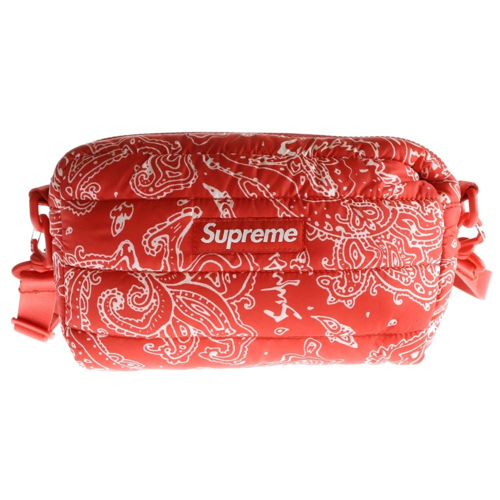 SUPREME(シュプリーム) 22AW Puffer Side Bag ペイズリー柄 パファー ショルダーバッグ レッド