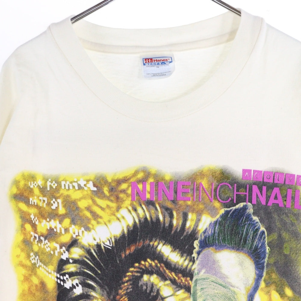 VINTAGE(ヴィンテージ) 90s VINTAGE NINE INCH NAILS DAVID BOWIE TOUR 1995 Hanes ナインインチネイルズ デヴィッドボウイ ツアー プリント クルーネック半袖Tシャツ ホワイト