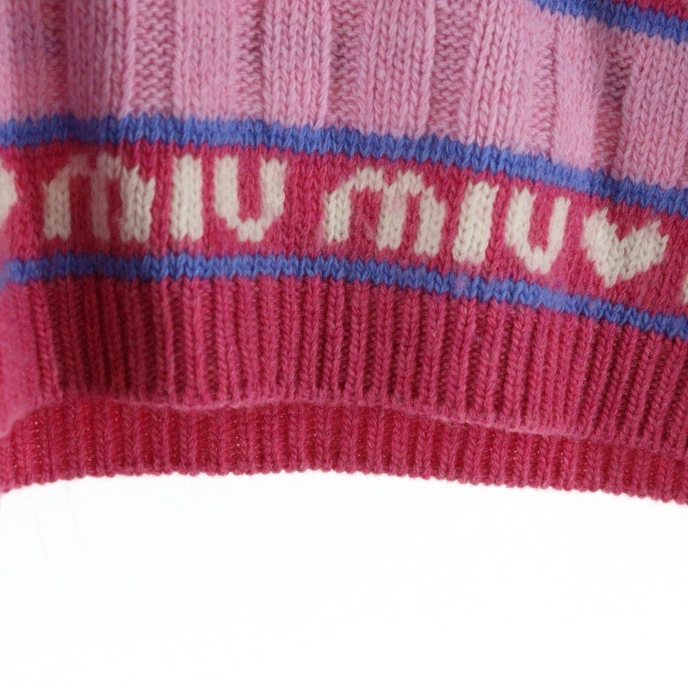 miumiu(ミュウミュウ) バージンウールロゴジャガードニットセーター MML427 1RR1 ピンク レディース