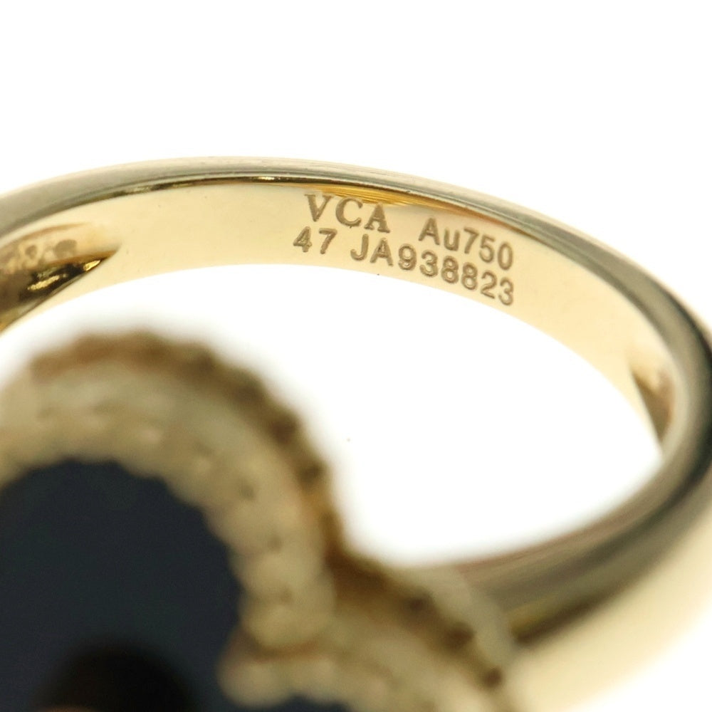 Van Cleef & Arpels(ヴァンクリーフアンドアーペル) ヴィンテージアルハンブラ オニキス 1Pダイヤリング Au750YG 6.8g