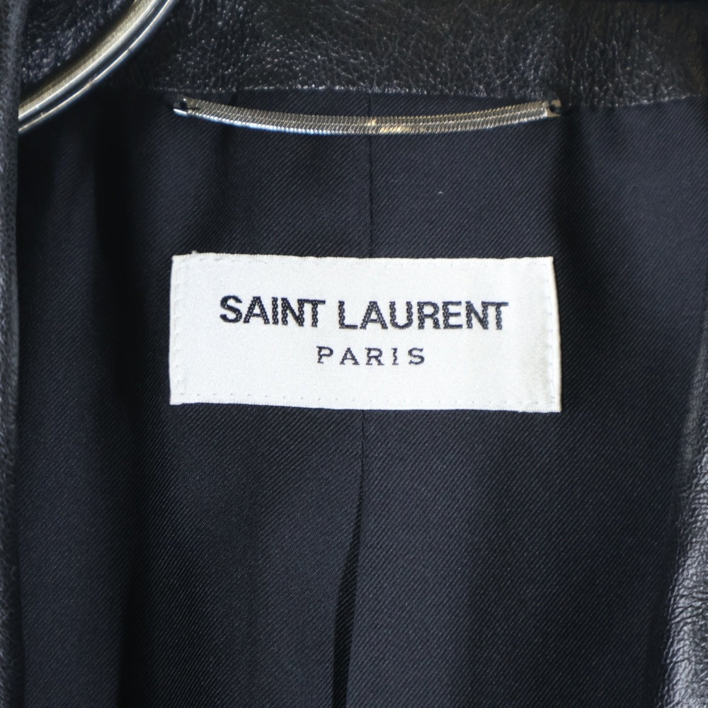 SAINT LAURENT PARIS(サンローランパリ) レザーラペル ストライプ 1Bテーラードジャケット ブラック 658389 Y1D27