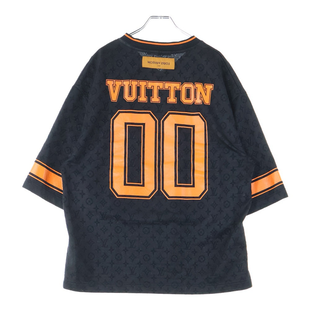 LOUIS VUITTON(ルイヴィトン) 23SS モノグラムスポーティVネックTシャツ ロゴプリントVネック半袖Tシャツ RM231 VV4 HOY67W ブラック/オレンジ