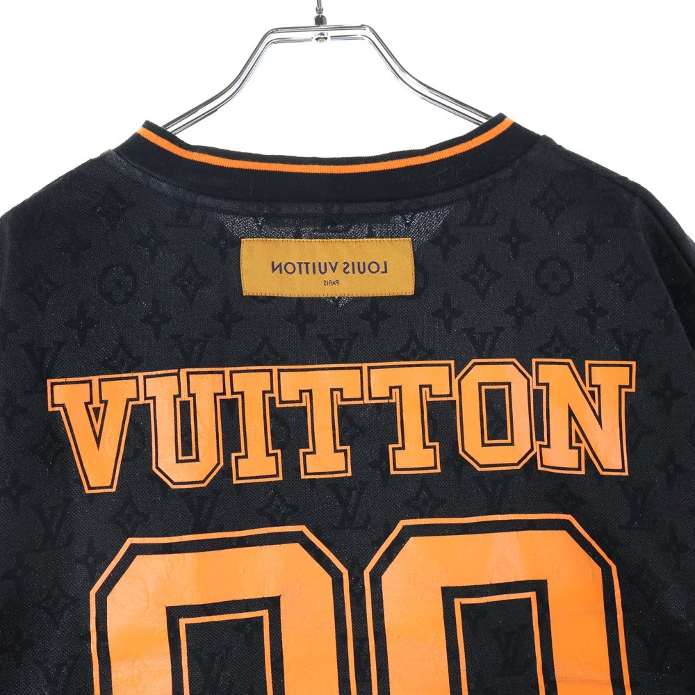 LOUIS VUITTON(ルイヴィトン) 23SS モノグラムスポーティVネックTシャツ ロゴプリントVネック半袖Tシャツ RM231 VV4 HOY67W ブラック/オレンジ