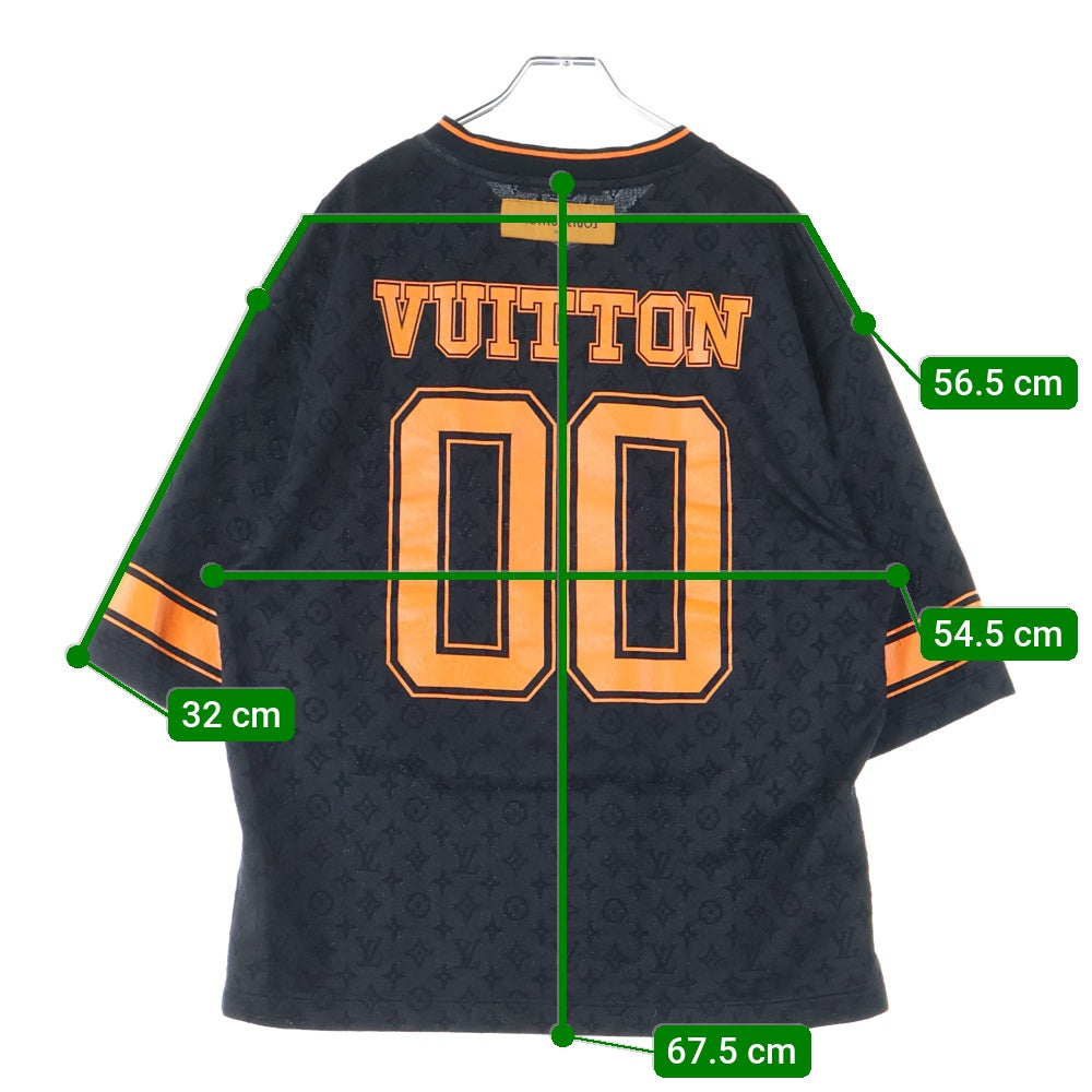 LOUIS VUITTON(ルイヴィトン) 23SS モノグラムスポーティVネックTシャツ ロゴプリントVネック半袖Tシャツ RM231 VV4 HOY67W ブラック/オレンジ