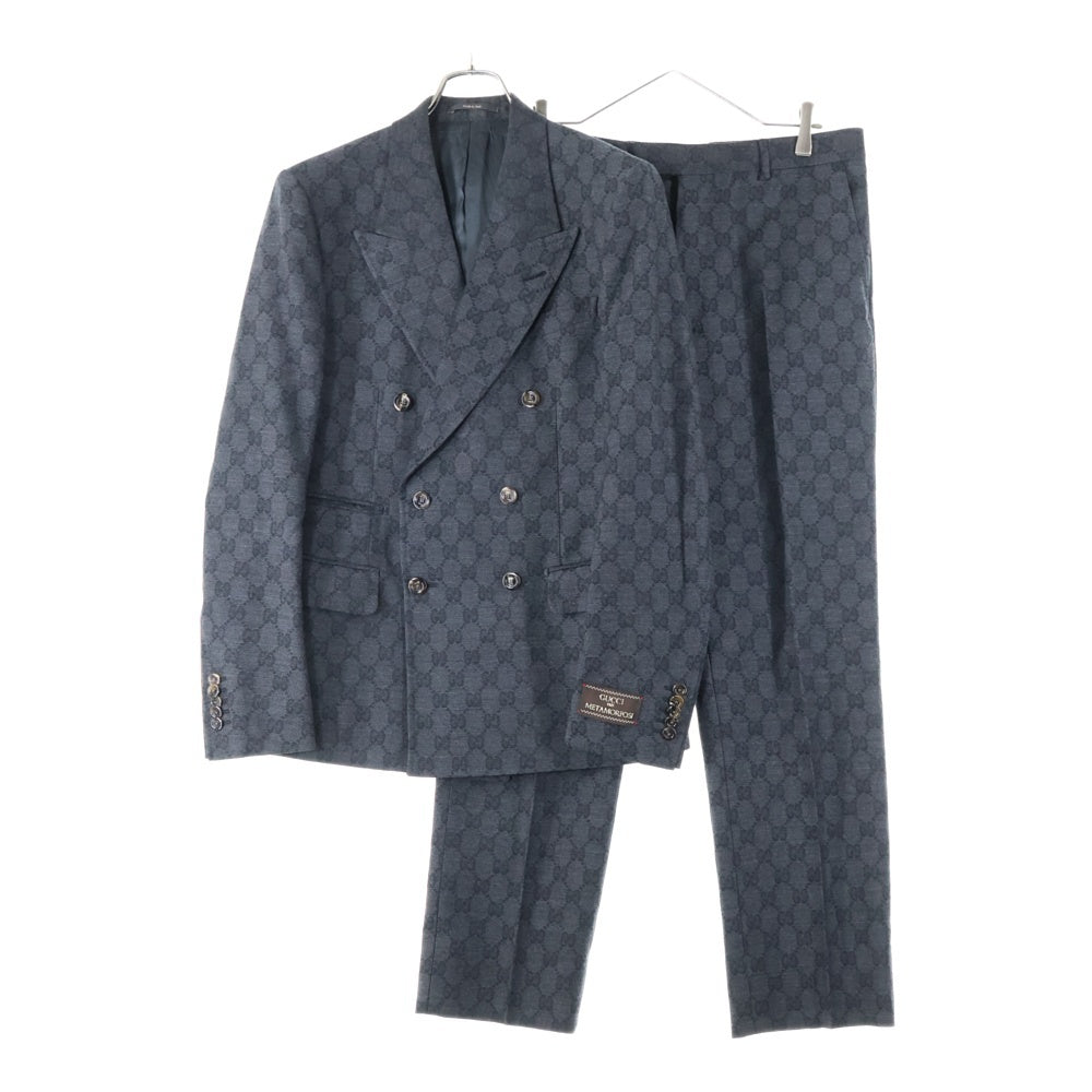 GUCCI(グッチ) GGモノグラムウールジャカード ダブルブレストテーラード ジャケット セットアップスーツ 721170 ZAKF8 ブラック