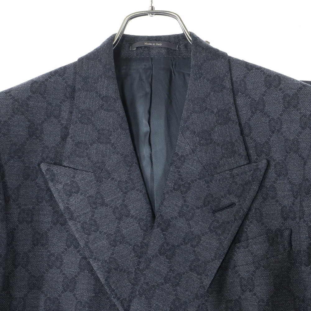 GUCCI(グッチ) GGモノグラムウールジャカード ダブルブレストテーラード ジャケット セットアップスーツ 721170 ZAKF8 ブラック