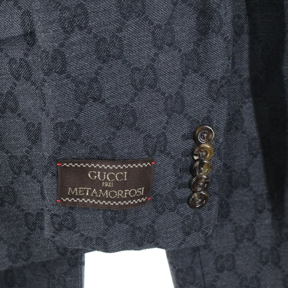 GUCCI(グッチ) GGモノグラムウールジャカード ダブルブレストテーラード ジャケット セットアップスーツ 721170 ZAKF8 ブラック