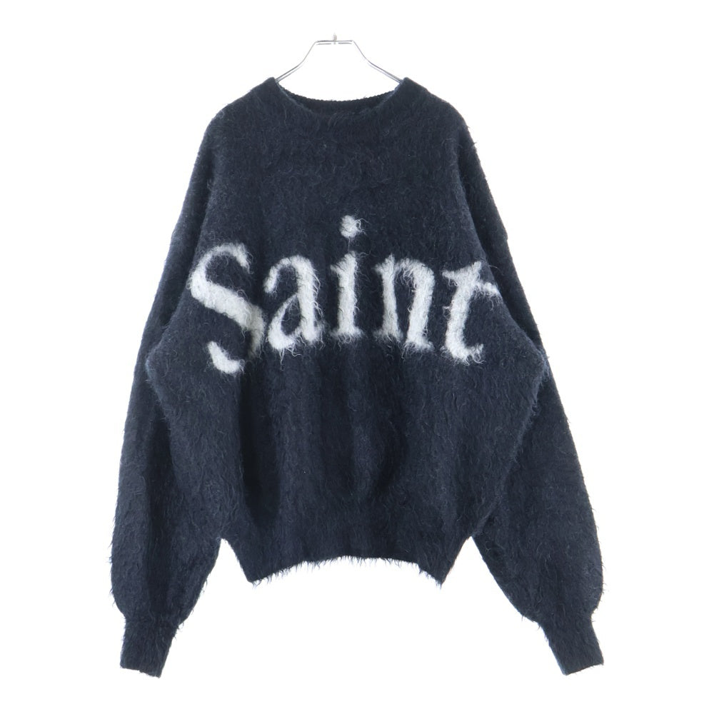 SAINT MICHAEL(セントマイケル) 23AW CREW NECK KNIT フロントロゴ モヘアニット セーター ブラック SM-A23-0000-042