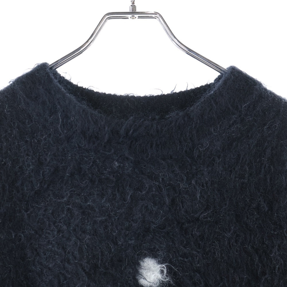 SAINT MICHAEL(セントマイケル) 23AW CREW NECK KNIT フロントロゴ モヘアニット セーター ブラック SM-A23-0000-042