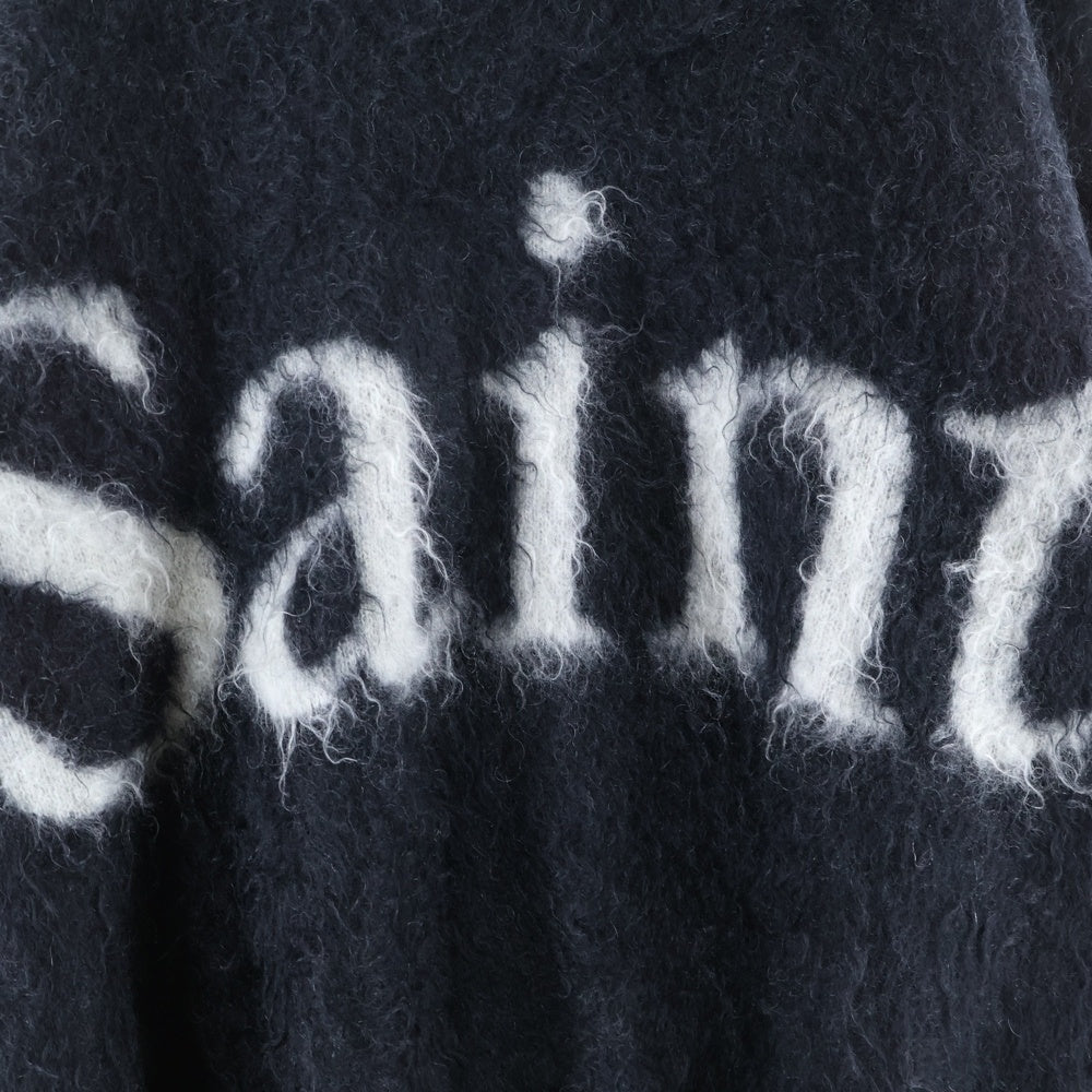 SAINT MICHAEL(セントマイケル) 23AW CREW NECK KNIT フロントロゴ モヘアニット セーター ブラック SM-A23-0000-042
