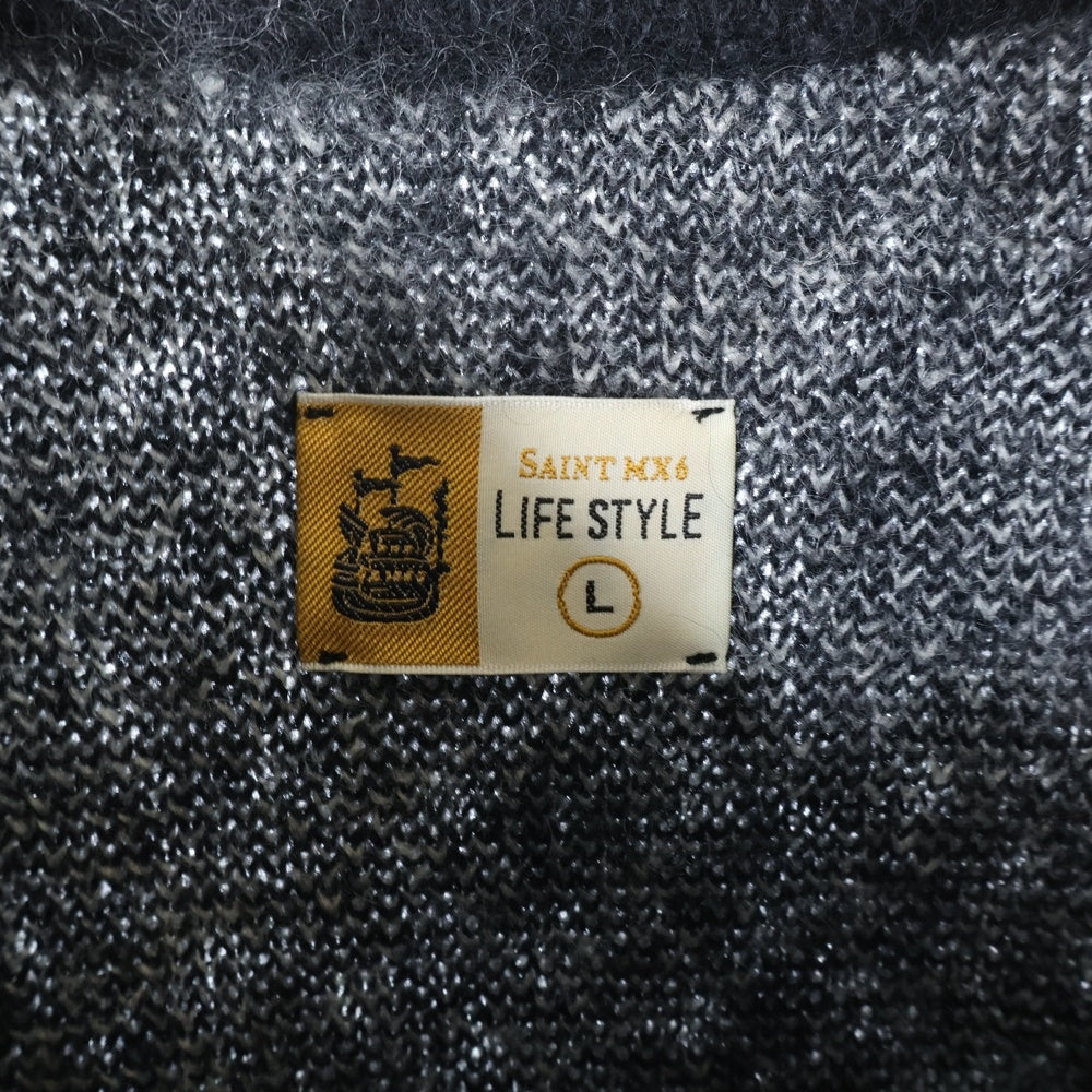SAINT MICHAEL(セントマイケル) 23AW CREW NECK KNIT フロントロゴ モヘアニット セーター ブラック SM-A23-0000-042