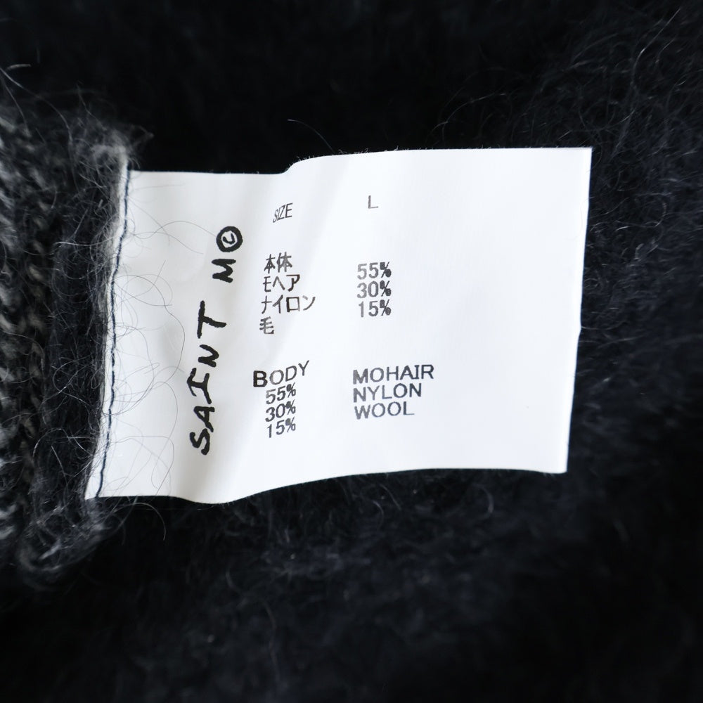 SAINT MICHAEL(セントマイケル) 23AW CREW NECK KNIT フロントロゴ モヘアニット セーター ブラック SM-A23-0000-042