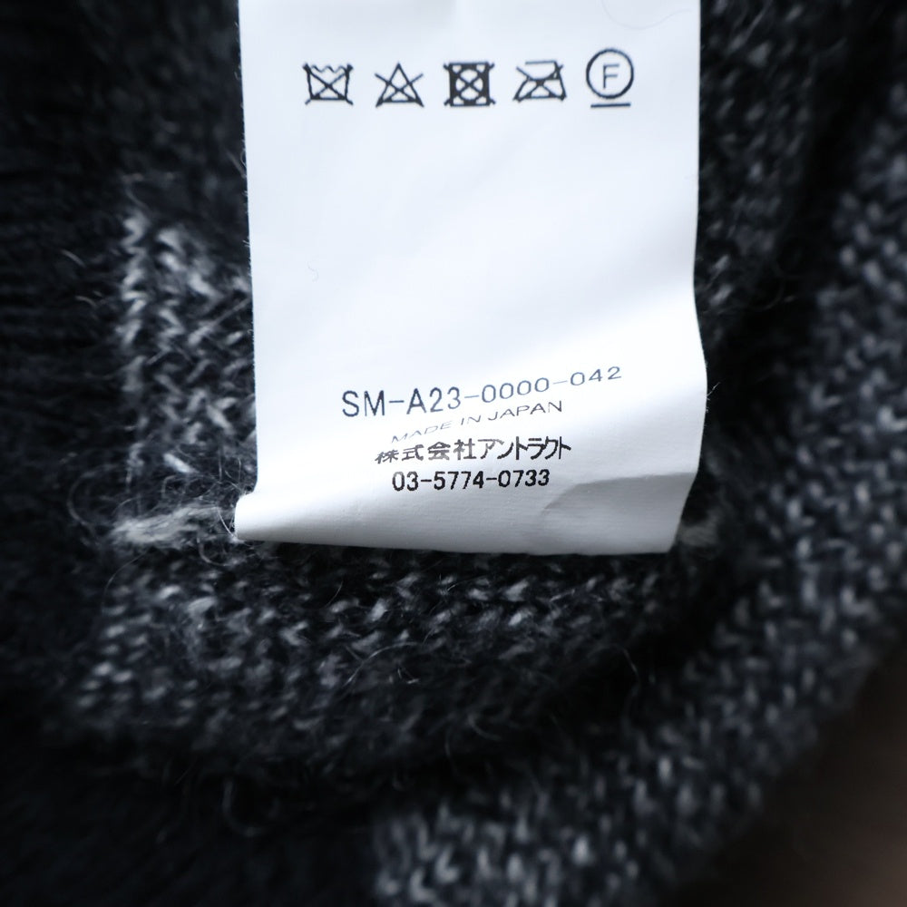 SAINT MICHAEL(セントマイケル) 23AW CREW NECK KNIT フロントロゴ モヘアニット セーター ブラック SM-A23-0000-042